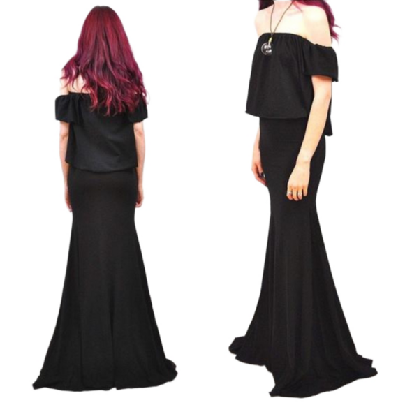 Mermaid Maxi Skirt - Boho Trumpet Skirt - Black Gothic Dress Sizes XS S M L XL - Picture 2 of 3